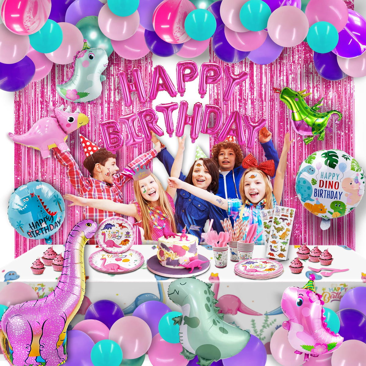 Party Spot! Dinosaur tablecloth protects surfaces while tying theme together.