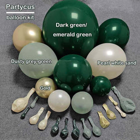 Partycus double-stuffed-dark-green-12in balloons for balanced arch color.