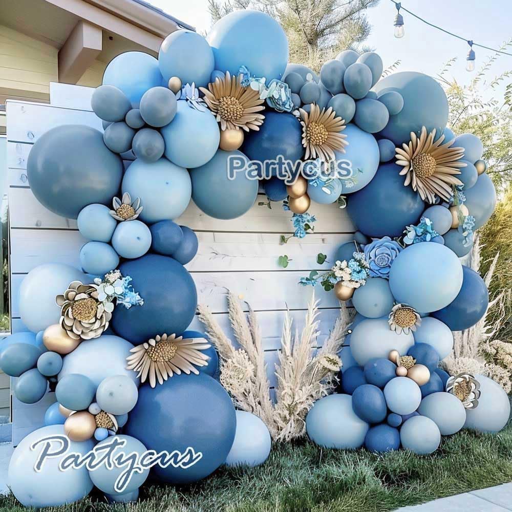 Partycus 5in 12pcs blue balloons, ideal for color variation and texture.