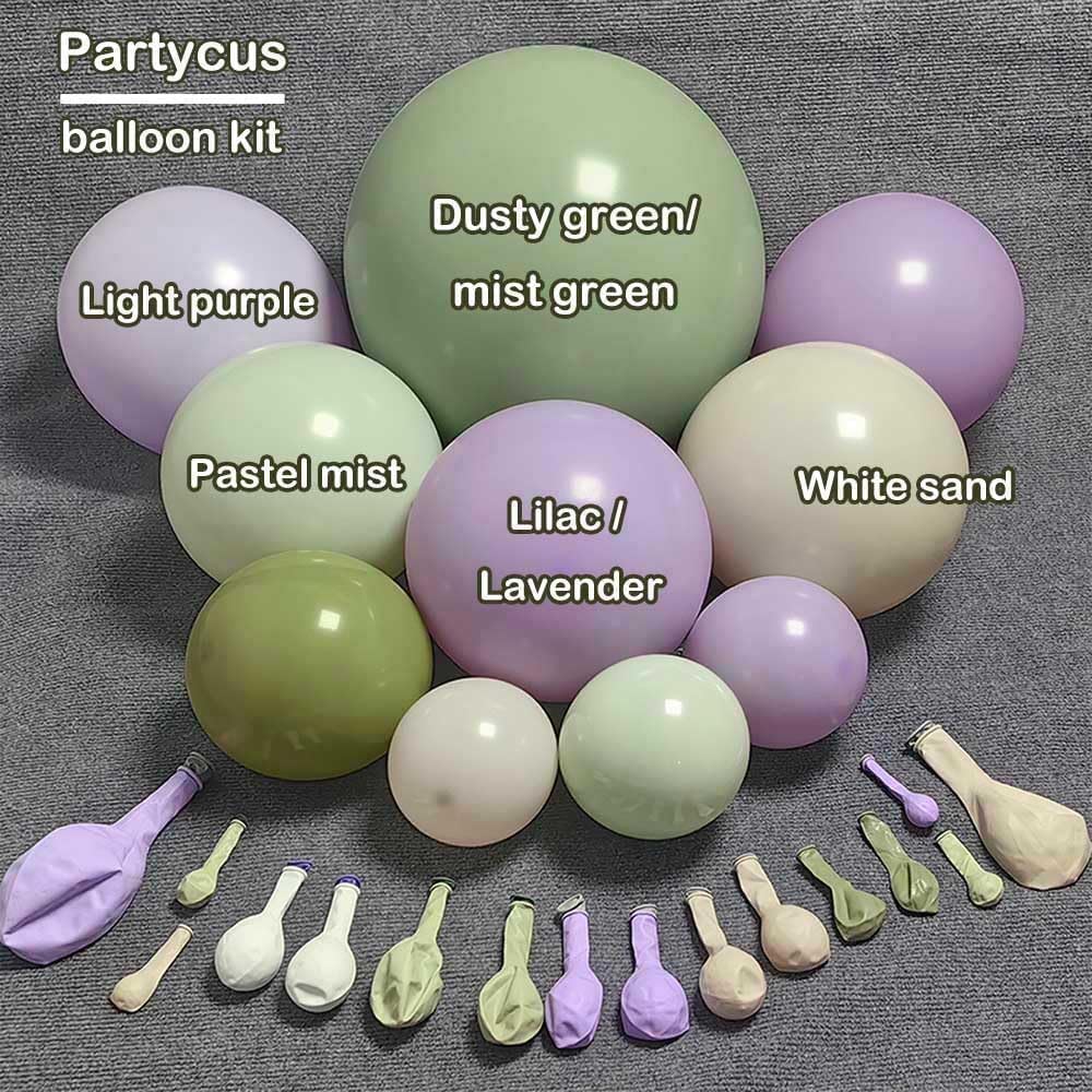 Partycus balloon strip tape, glue dots, and ribbon included for easy garland assembly.