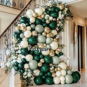 Partycus double-stuffed-dark-green-5in balloons provide sturdy decor accents.