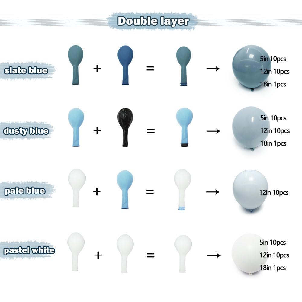Partycus dusty blue 12inch balloons provide mid-size focal points.