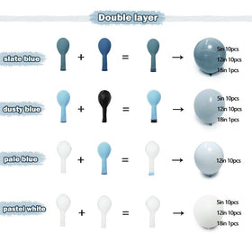 Partycus dusty blue 12inch balloons provide mid-size focal points.