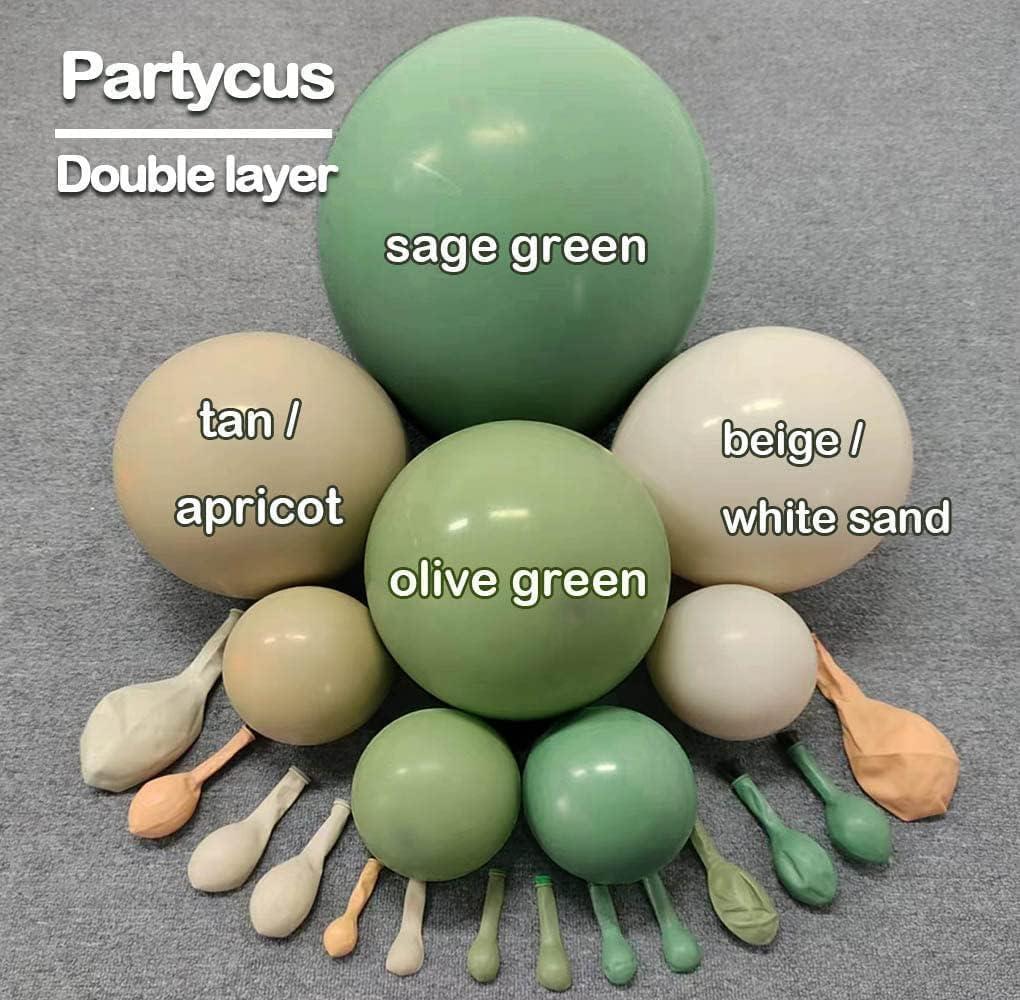 Partycus dusty olive green balloons for a natural safari vibe