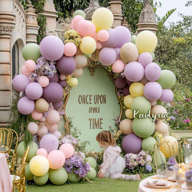 Partycus dusty purple balloons provide depth and color variation.