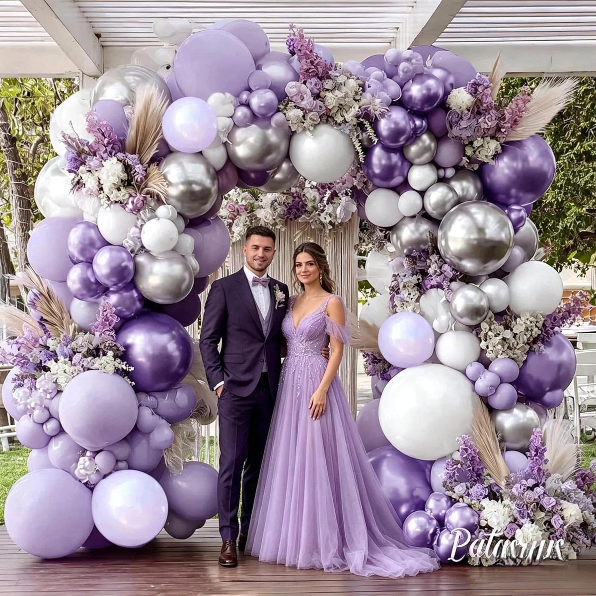 Partycus lavender pearl balloons add depth, making a premium backdrop for photos.