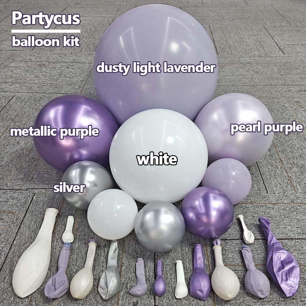 Partycus metallic purple-silver balloons offer eye-catching accents for festive events and party shots.