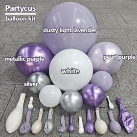 Partycus metallic purple-silver balloons offer eye-catching accents for festive events and party shots.