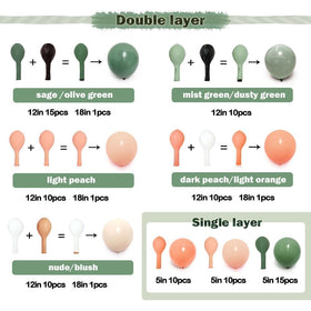 Partycus olive green blush balloons kit for larger party scenes.