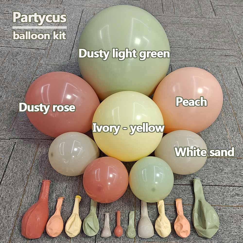 Partycus 12in and 18in sage green and peach balloons create depth