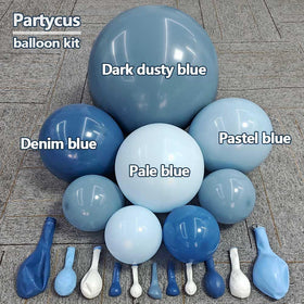 Partycus slate blue arch assembly showing easy layout with strip tape for quick setup.