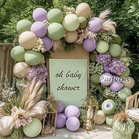 Partycus wedding backdrop with pastel balloon arrangement for ceremony ambiance.