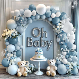 Partycus white 18inch balloon completes the double-stuffed look.
