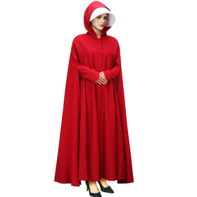 PARTYEVER Handmaid red hooded cape for cosplay and Halloween.