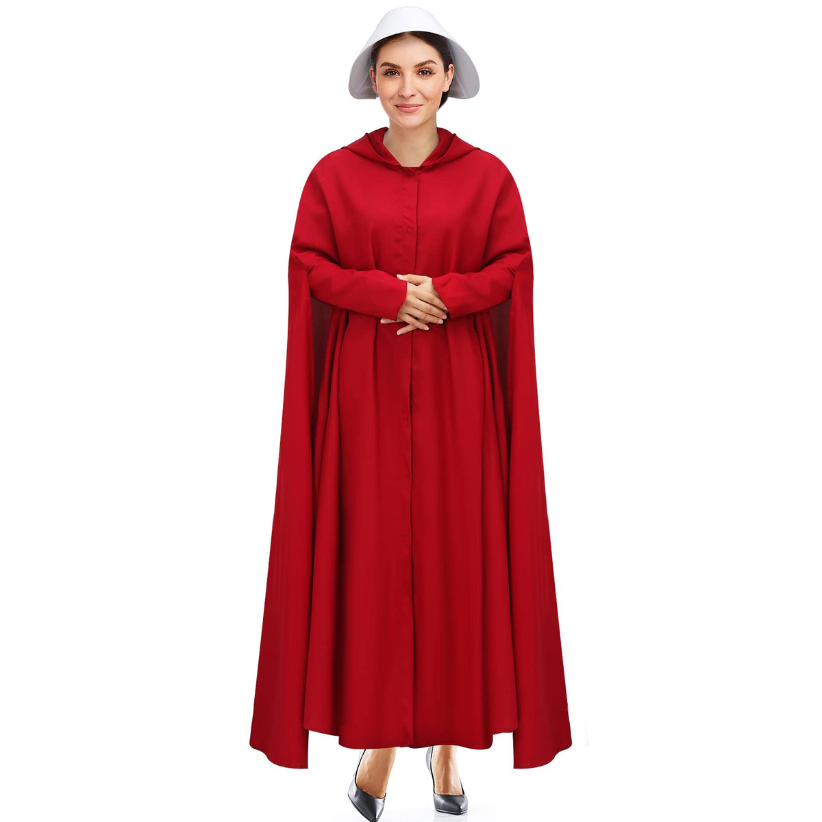PARTYEVER Handmaid white bonnet with wide brim for authentic Offred cosplay.