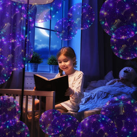 PartyFun4U birthday scene with colorful light up balloons and vibrant ambience.