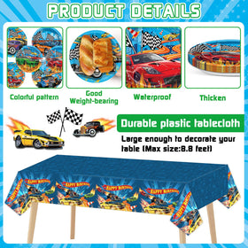 Party Greeting race car napkins support quick cleanup with a fun print.