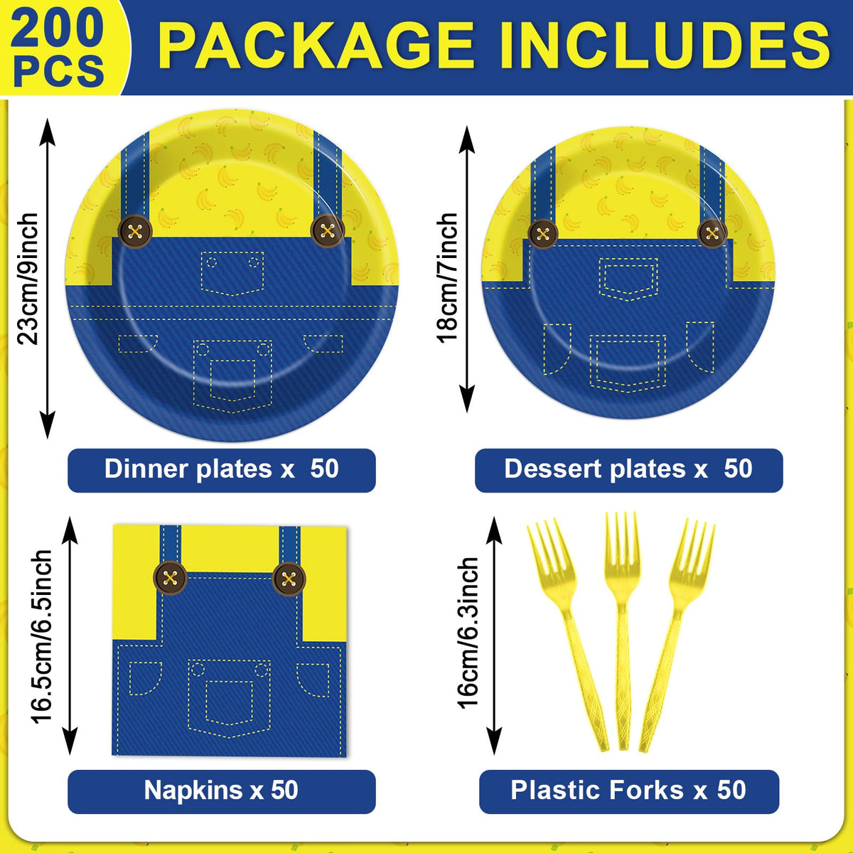 Party Greeting yellow cartoon plates 7inch ideal for desserts