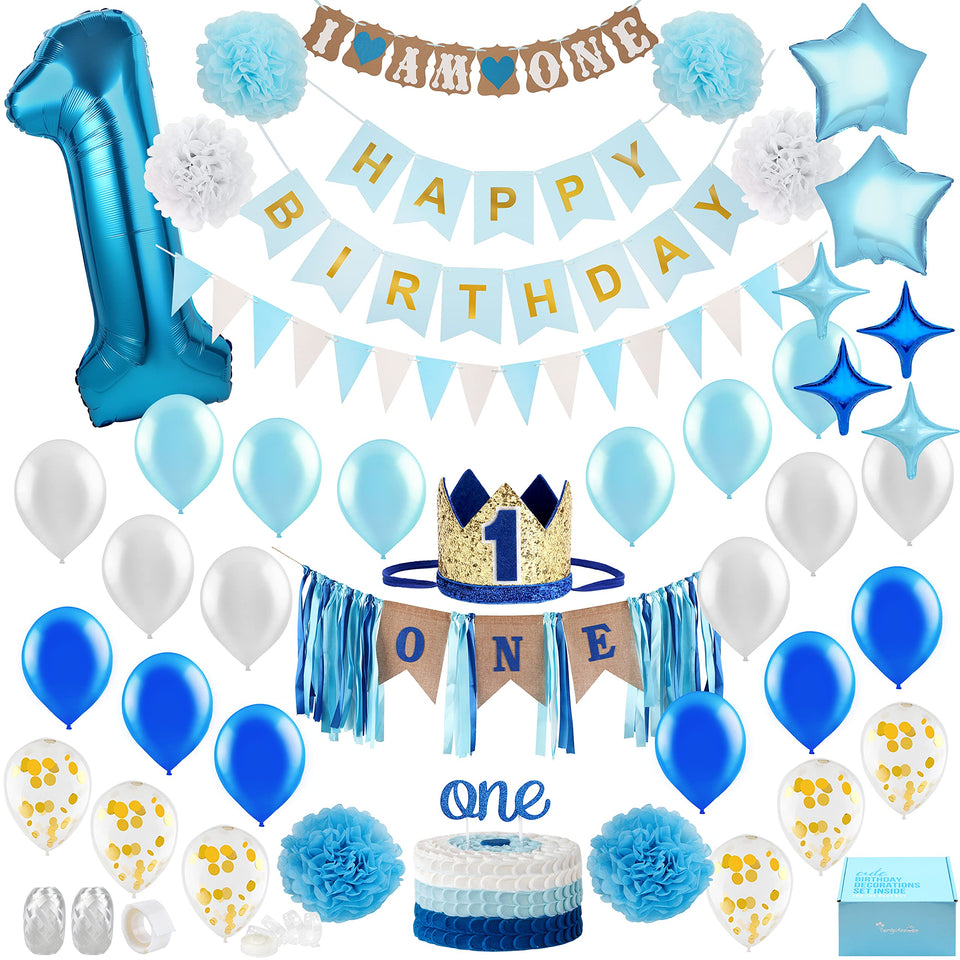 PartyHooman baby boy crown with soft felt for a royal first birthday.