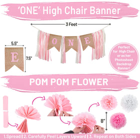 PartyHooman premium pink white gold balloons elevate baby girl's celebration.