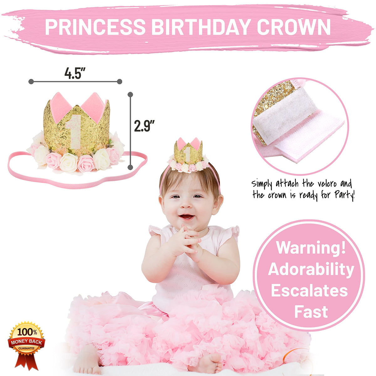 PartyHooman princess crown for baby girl boosts adorable photo opportunities