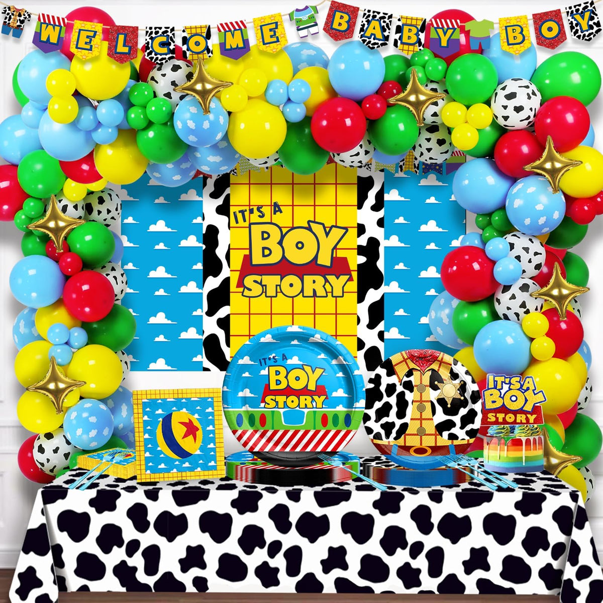 Party Inspo welcome baby boy banner adds a friendly focal point for the shower.