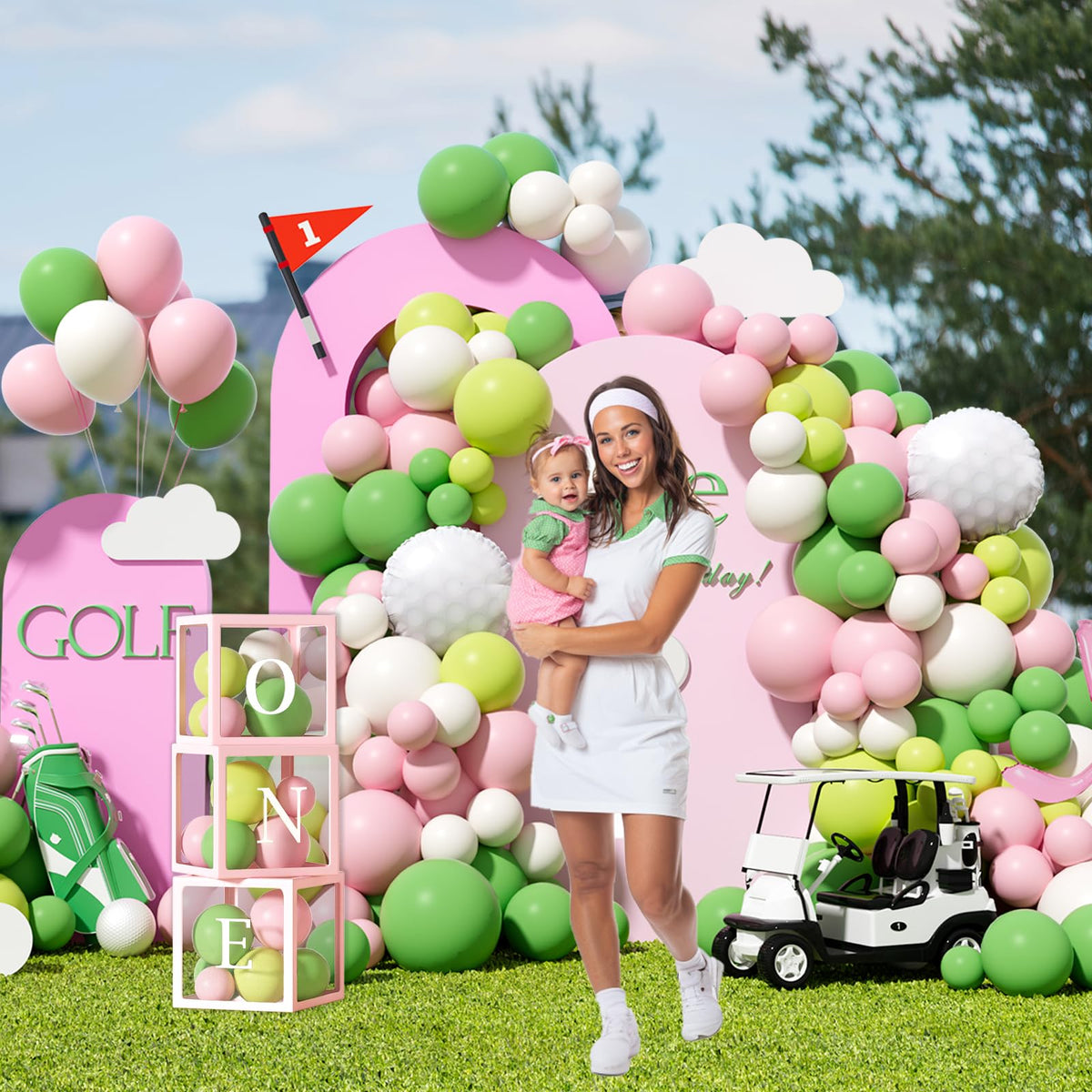 Party Inspo highchair banner keeps the golf celebration front and center.