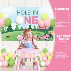 Party Inspo milestone banner frames precious moments for a pink-green party vibe.