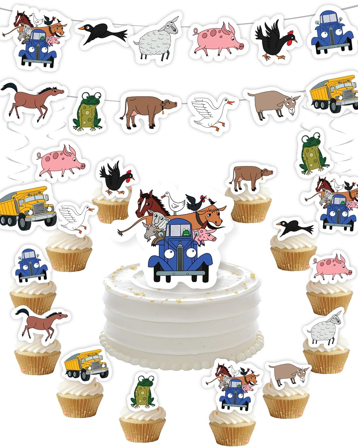 PartyKandy Farm Animal Blue Truck banner for festive birthday décor.
