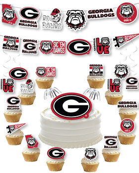 PartyKandy UGA banner for game day decor, bold team colors.