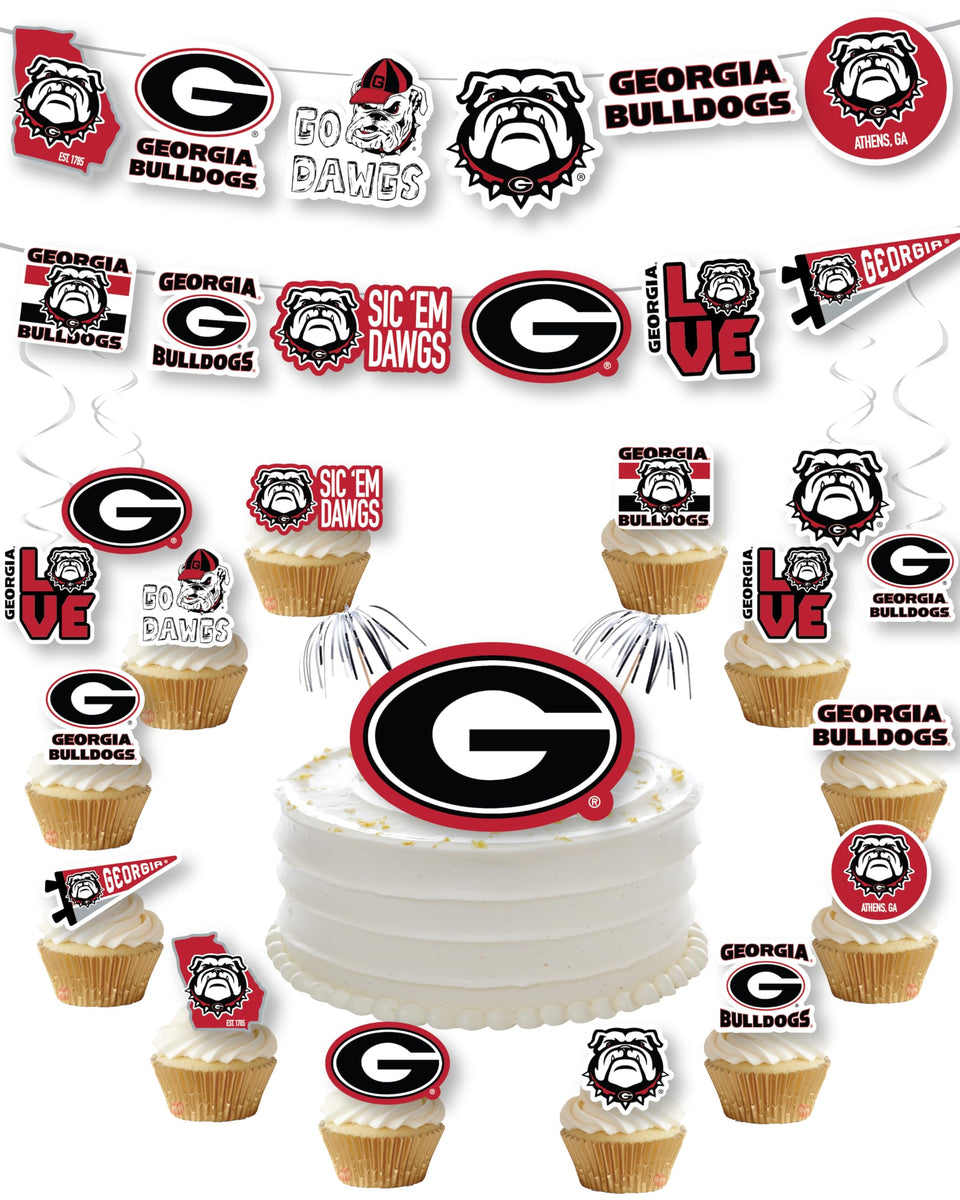 PartyKandy UGA banner for game day decor, bold team colors.