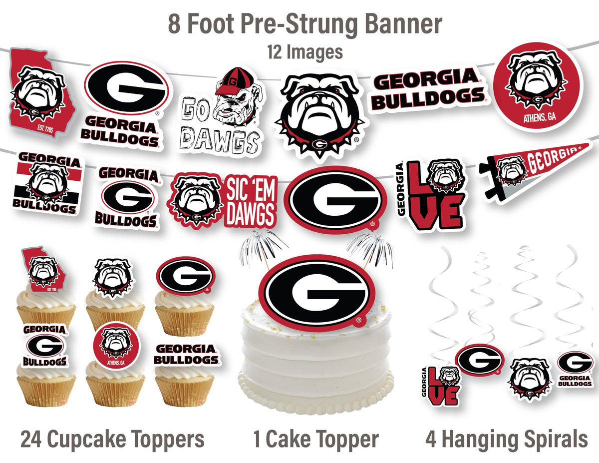 PartyKandy UGA cake topper adds a focal Bulldogs motif to celebrations.