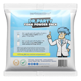 Partymachines Dr.Party foam powder pack packaging shown for quick, mess-free setup.