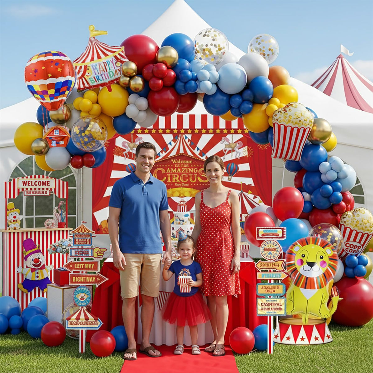 Partymigo circus backdrop frames guest photos beautifully.