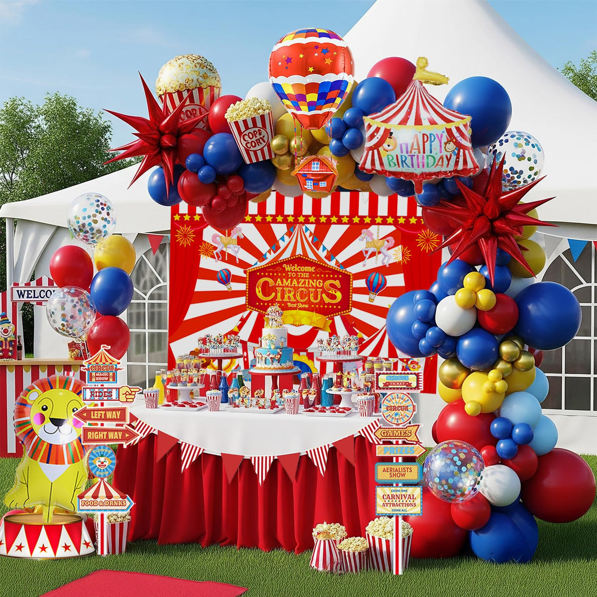 Partymigo foil hot air balloon adds festive shine.