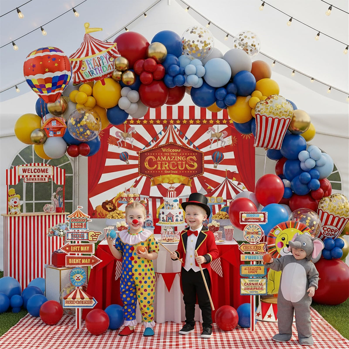 Partymigo popcorn foil balloon brings whimsy to photos.