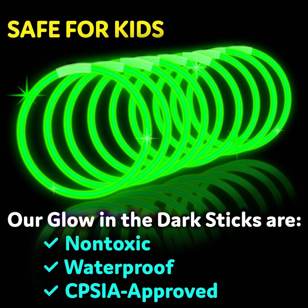 PartySticks glow sticks useful for pool parties, birthdays, and outdoor events.