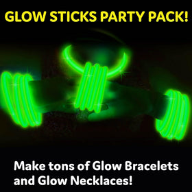 PartySticks 8-inch glow sticks lit up at night for dynamic party decor.