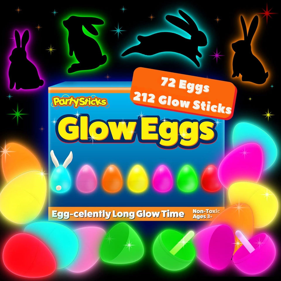PartySticks Easter glow eggs pack for a bright, kid-safe egg hunt.