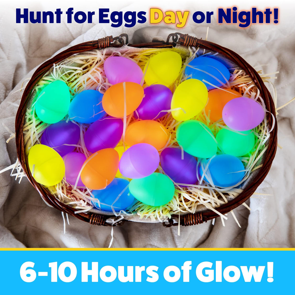 PartySticks glow egg hunt setup highlighting glow-in-the-dark fun.