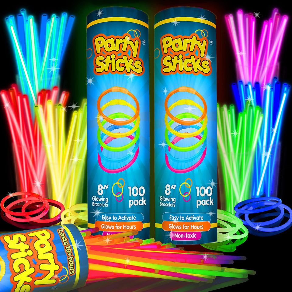 PartySticks glow sticks 200-pack creates bright neon necklaces for lively parties.