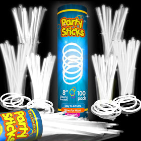 PartySticks white glow sticks pack ready for celebrations and safe fun