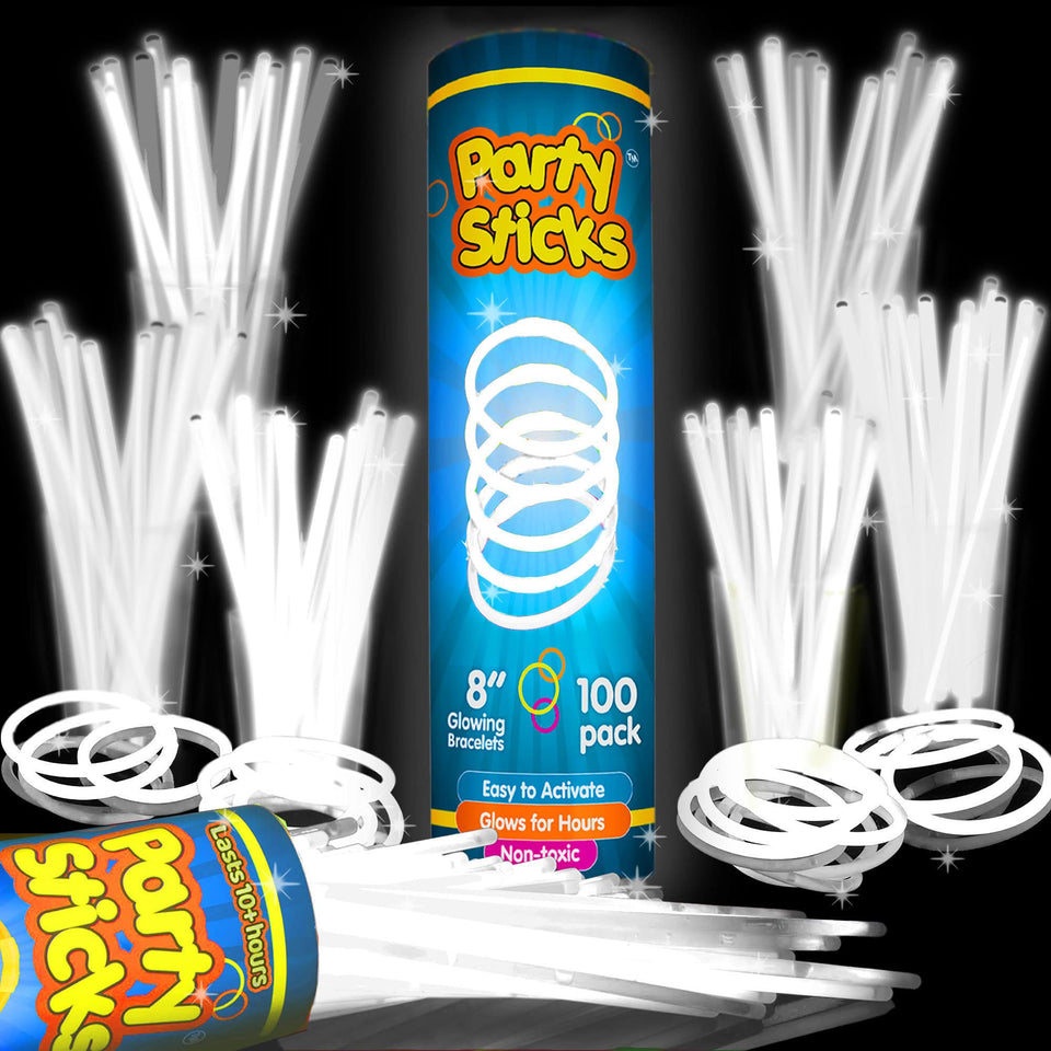PartySticks white glow sticks pack ready for celebrations and safe fun