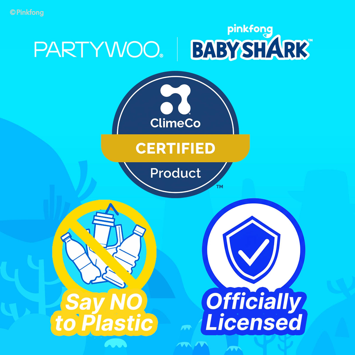 PartyWoo birthday centerpiece with Baby Shark balloons enhances photos and memories.