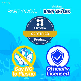 PartyWoo birthday centerpiece with Baby Shark balloons enhances photos and memories.
