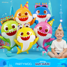 PartyWoo blue star balloons add sparkling accents to any birthday display.