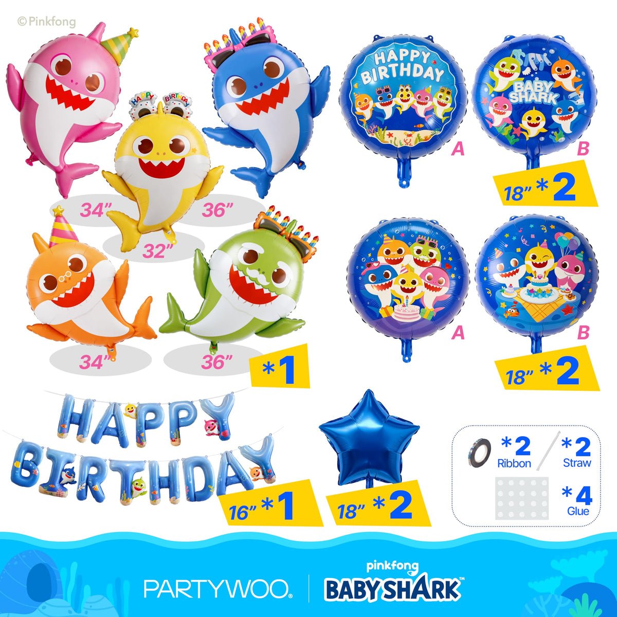 PartyWoo blue Happy Birthday letters clearly spell the celebration message