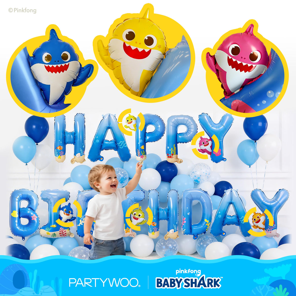 PartyWoo officially licensed Baby Shark design ensures authentic visuals