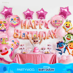 PartyWoo pink Happy Birthday letters brighten the room and set celebratory vibes