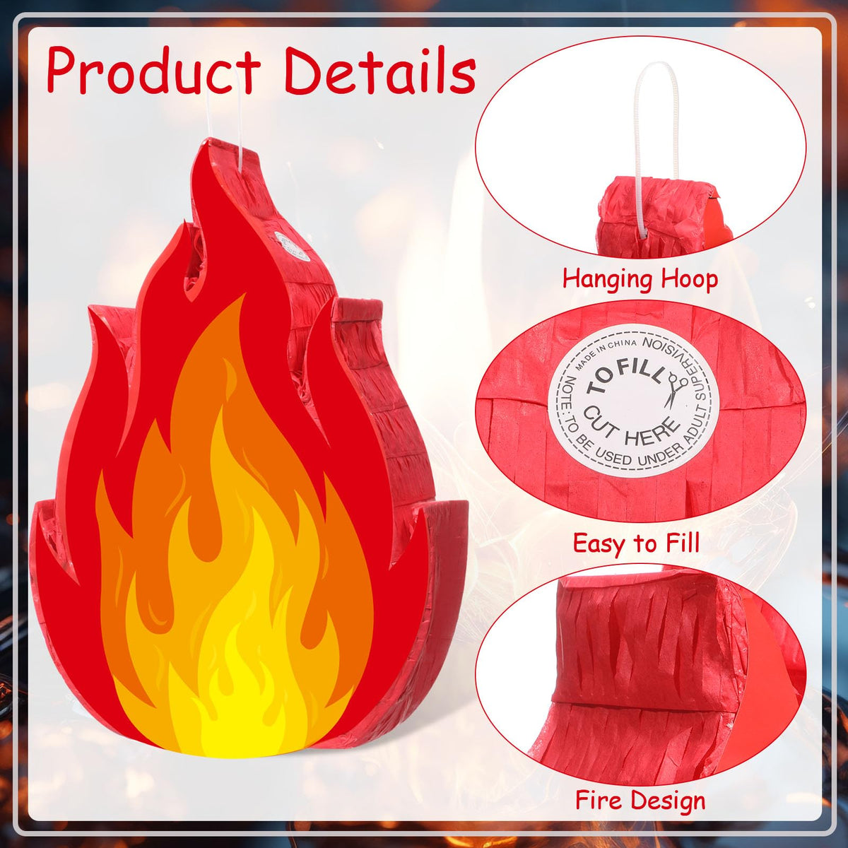 Pasimy fire pinata stick, sturdy PVC tool for safe, repeated hits.
